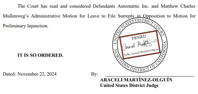 motion denied