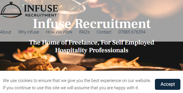 non-compliant cookie notice - infuse recruitment