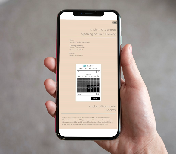 website design for restaurants - booking