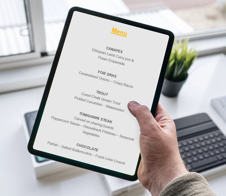 An up-to-date restaurant menu displayed clearly on a mobile website"
