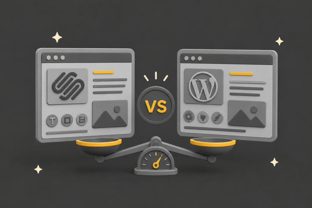 Squarespace vs WordPress logos