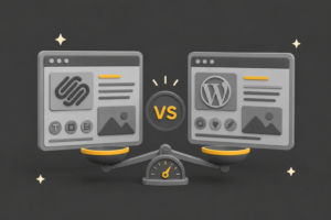 Squarespace vs WordPress logos