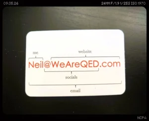 QED professional email on our web design business cards